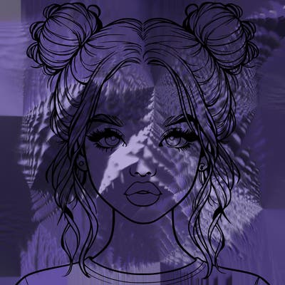 realistic girl with two buns in hair and lips