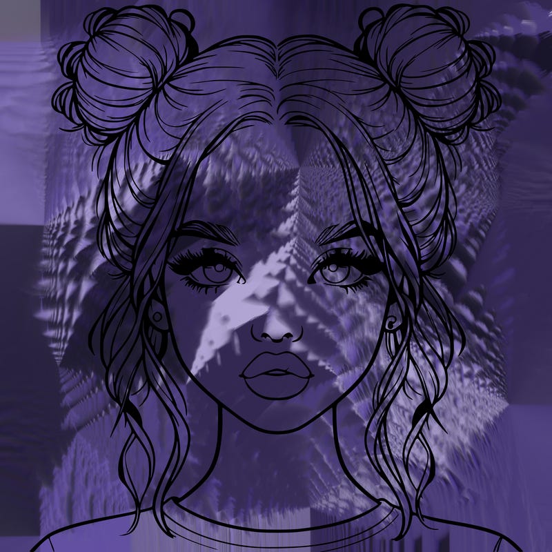 realistic girl with two buns in hair and lips