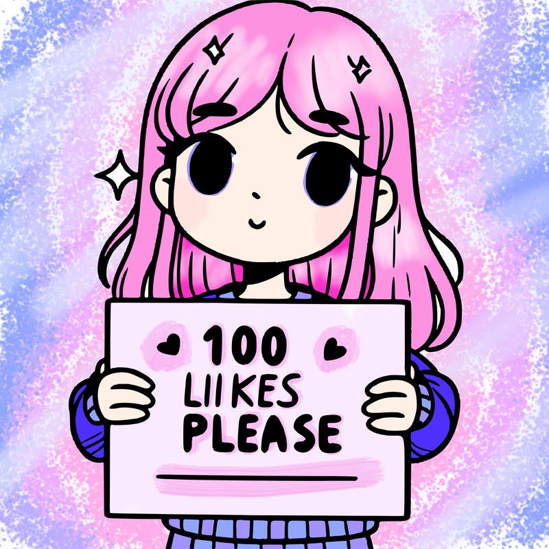 a girl holding up a sign saying 100 likes please