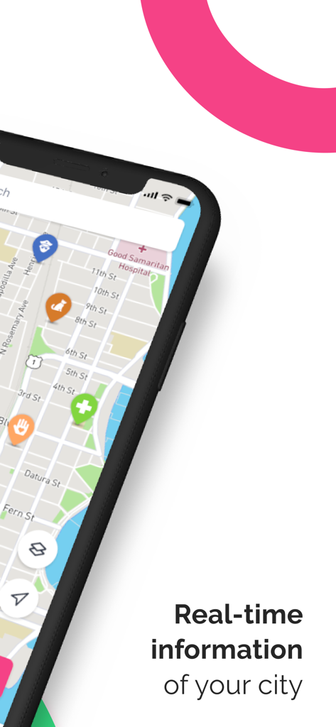 SOSAFE - City Social Network - Mobile map showing real-time safety and community alerts in the SOSAFE app