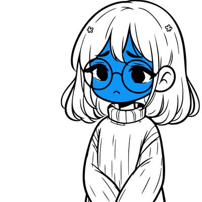 sad girl with glasses in a sweater