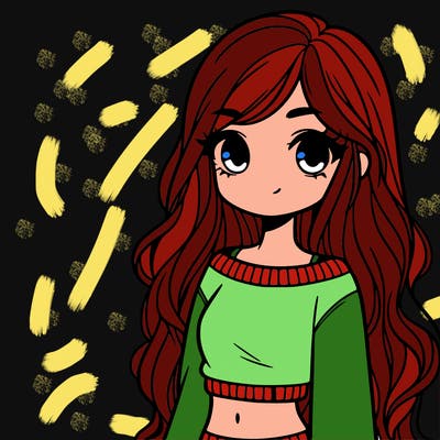 girl with long hair and a crop top with a sweater