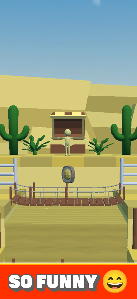 Sniper Siege: Camo Hunter - Una escena de juego de desierto 3D de baja poligonización de Sniper Siege Camo Hunter con un personaje y cactus