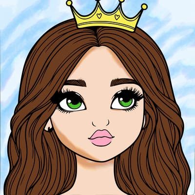 a realistic girl with a crown on