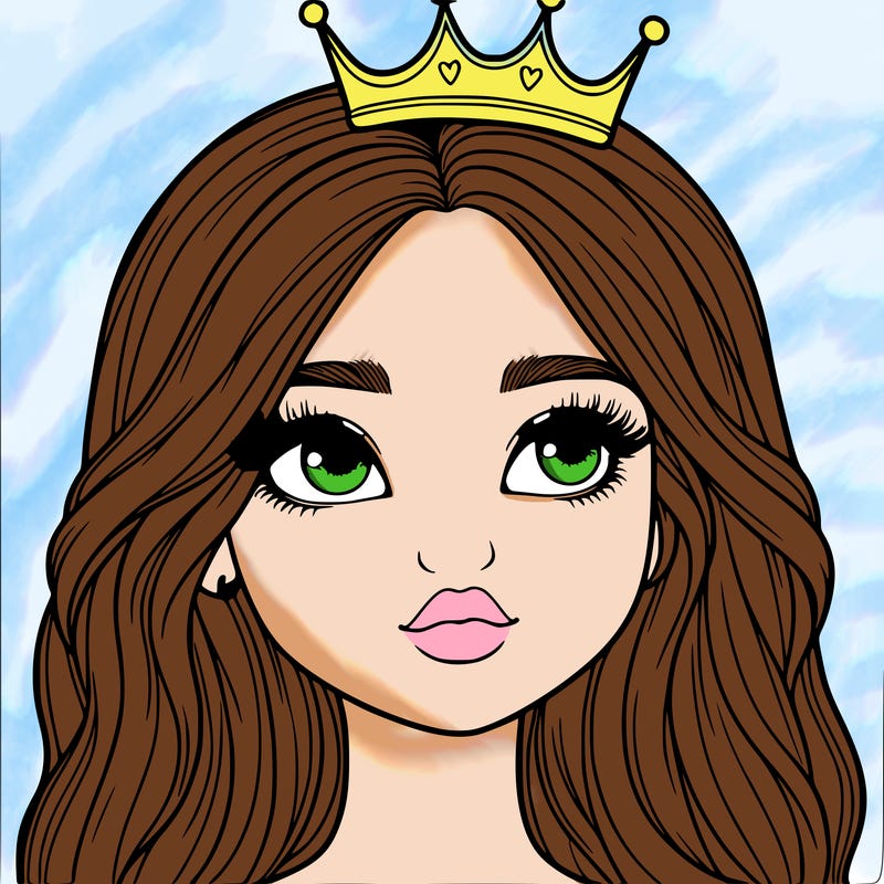 a realistic girl with a crown on