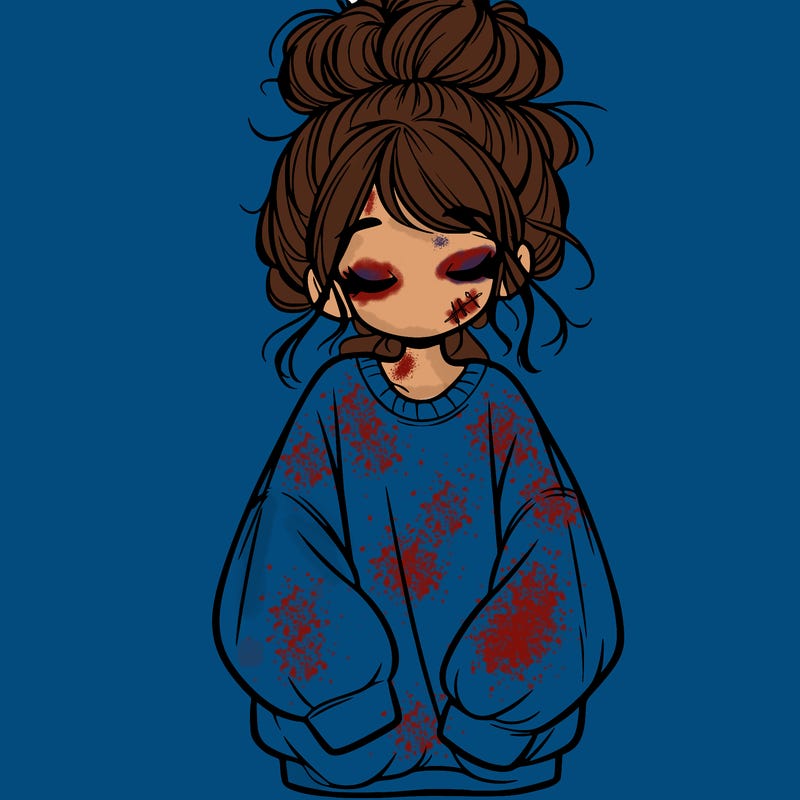 girl with baggy sweatshirt and messy bun