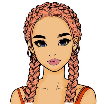 realistic girl with braids