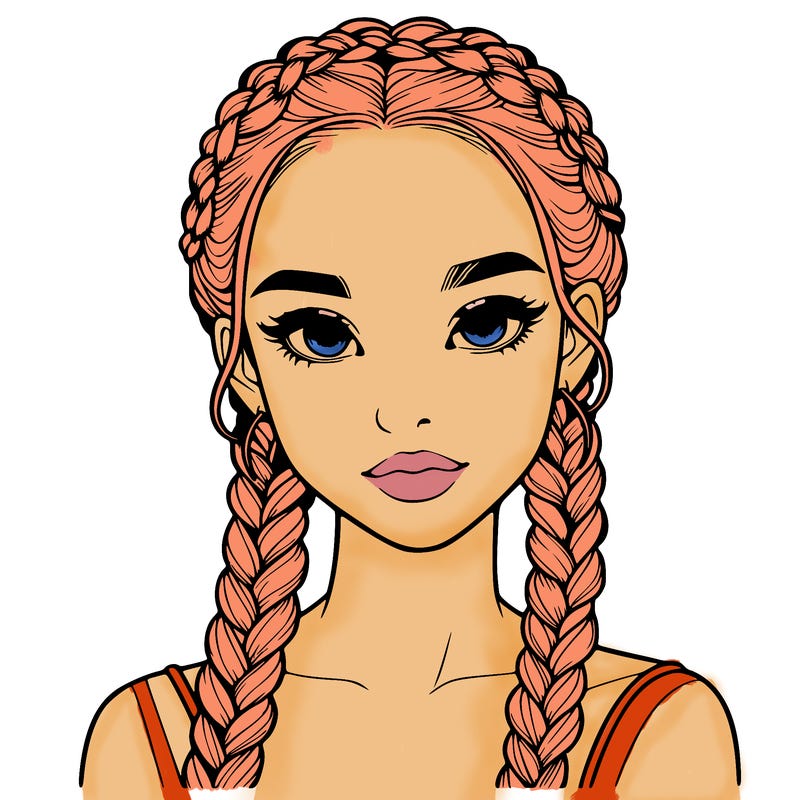 realistic girl with braids