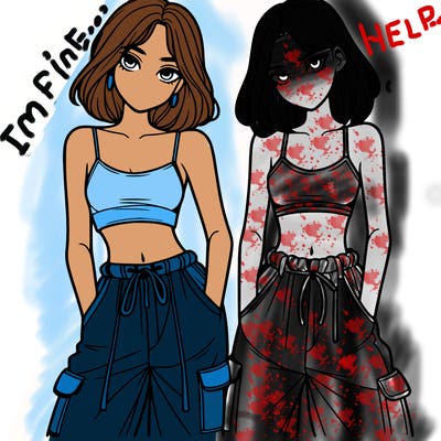 two girls with crop top with baggy pants