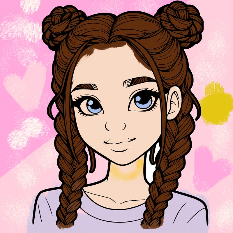 realistic girl with braids
