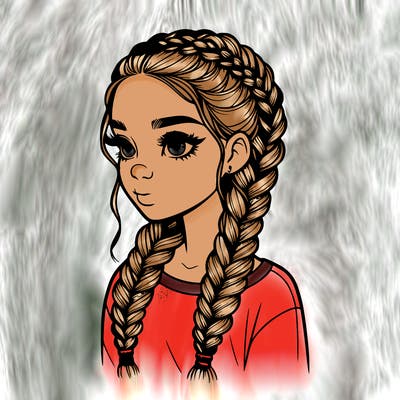 realistic girl with braids