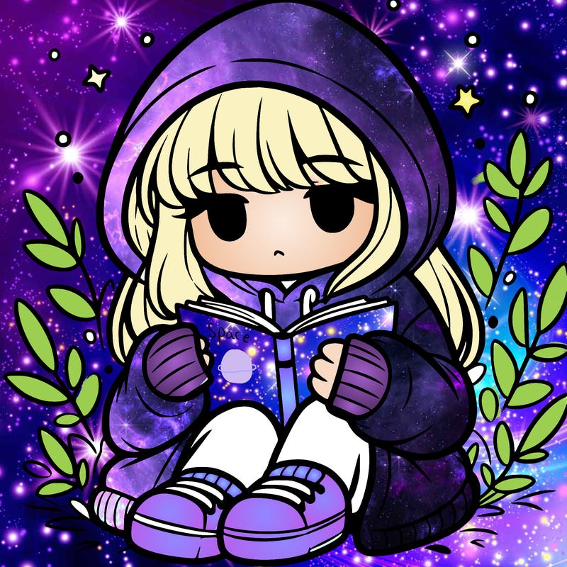 girl in oversized hoodie reading a book