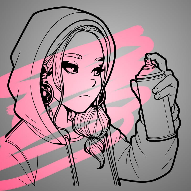a realistic girl, spray painting