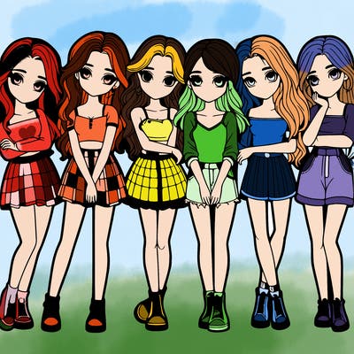 a group of girls realistic