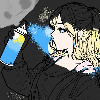 a realistic girl spray, painting