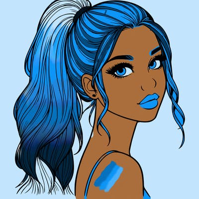 realistic pretty girl with high pony tail