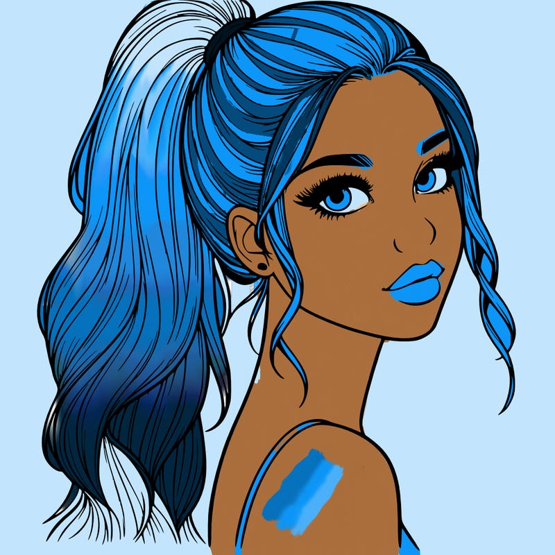 realistic pretty girl with high pony tail