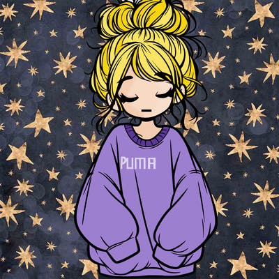 girl with baggy sweatshirt and messy bun