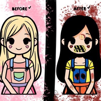 the before and after of a girl