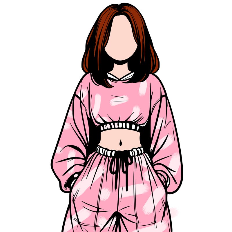 realistic girl faceless with baggy pants and a crop top