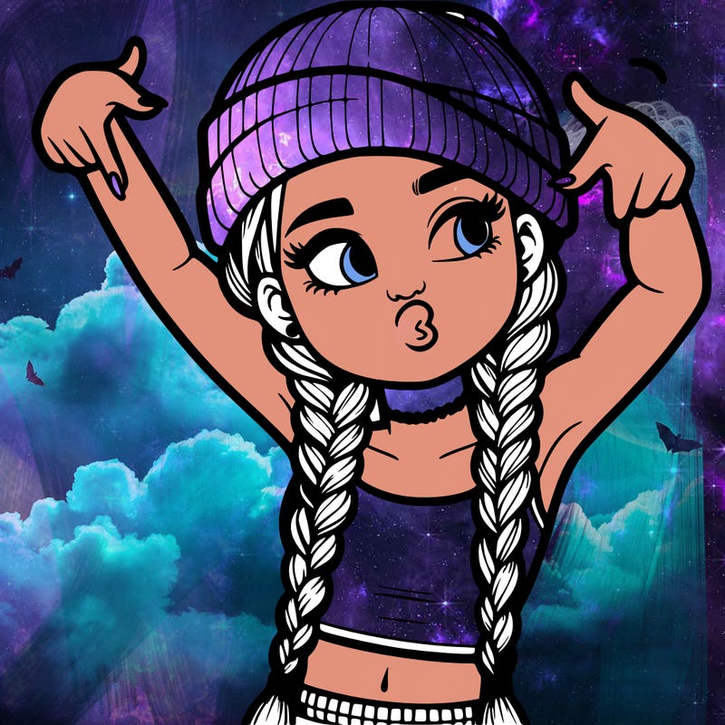 realistic teenage girl with braids and a beanie and crop top doing 🫶🏼