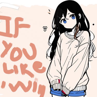 manga teen girl  in a sweater and baggy pants