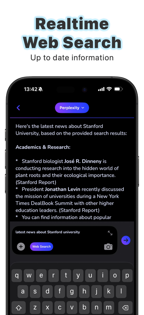 Ask AI Anything - Aido - Smartphone displaying real time web search results in the Aido AI app chat interface