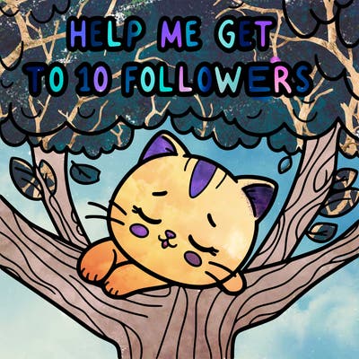 a cute little kitten that is asleep in a tree and says “help me get to 10 followers “