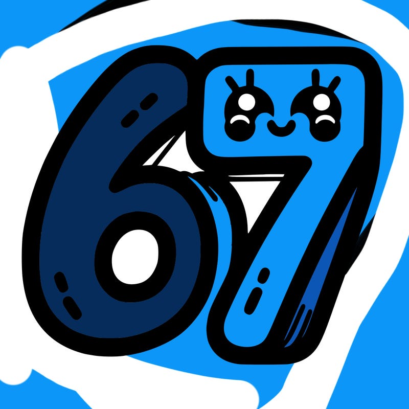 the numbers 67