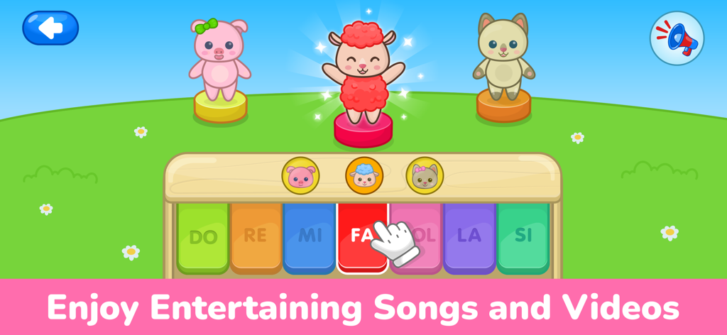 Kids & Toddlers Learning Game - Gioco di pianoforte educativo con personaggi animali per bambini e piccoli