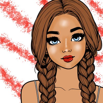 realistic girl with braids