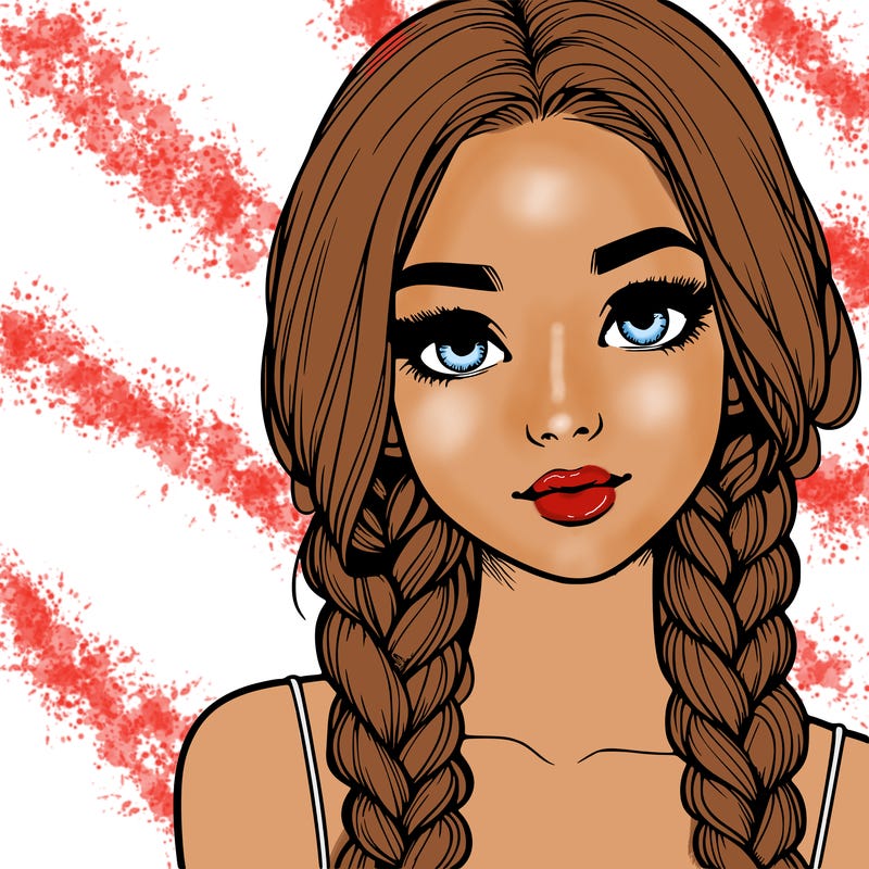 realistic girl with braids