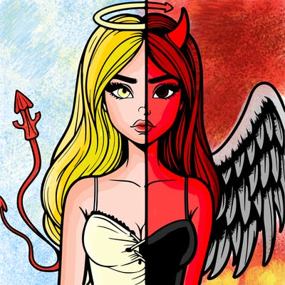 devil vs angel realistic girl