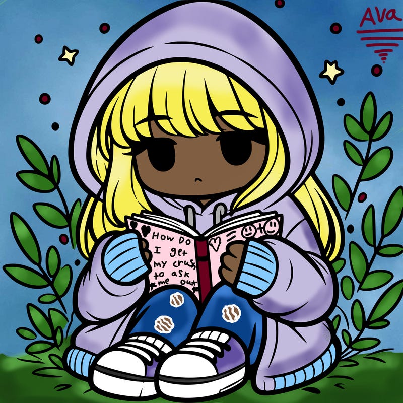 girl in oversized hoodie reading a book