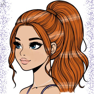 realistic girl with a high ponytail