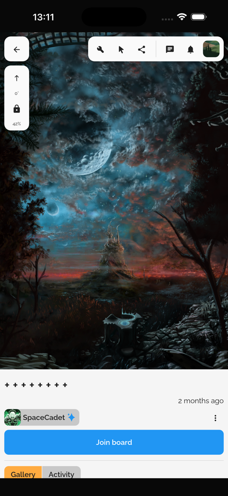 malmal: draw together - Una obra de arte digital de un paisaje de fantasía en el tablero de dibujo colaborativo de malmal