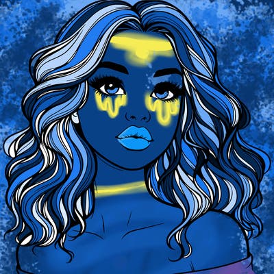 realistic girl with wavy hair and lips