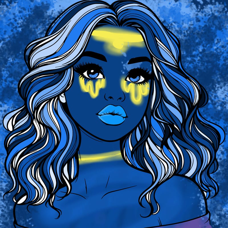 realistic girl with wavy hair and lips