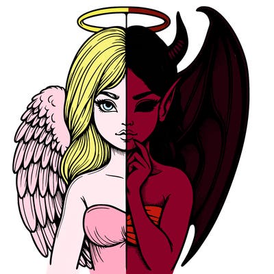 realistic angel half demon