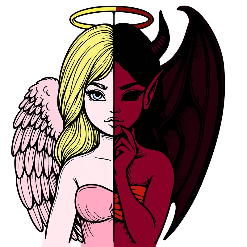 realistic angel half demon