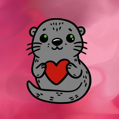 otter with a heart