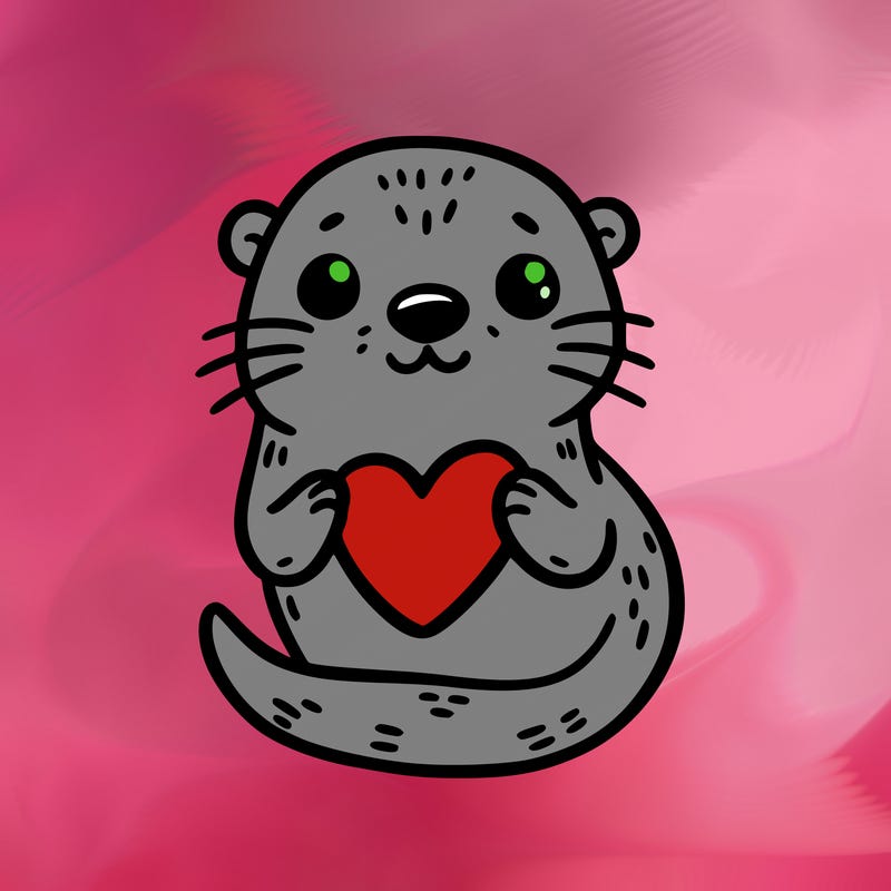 otter with a heart