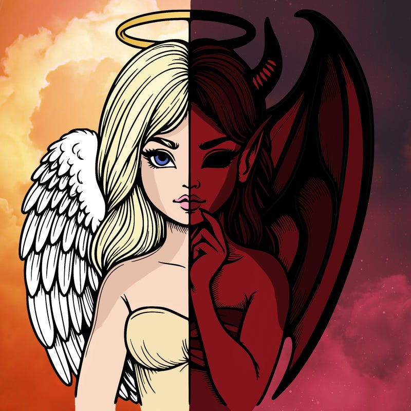 realistic angel half demon