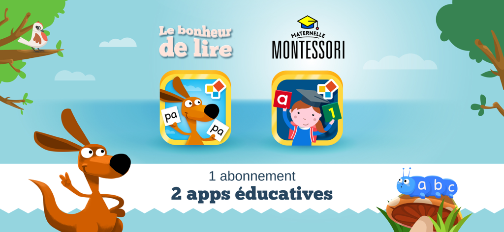 Promoción del paquete de suscripción de Edoki Academy que incluye las aplicaciones Le bonheur de lire y Maternelle Montessori