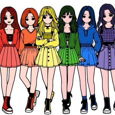 a group of girls realistic