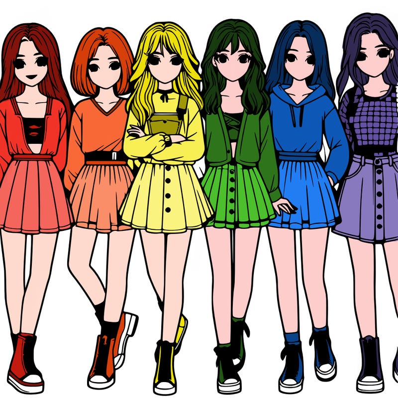 a group of girls realistic