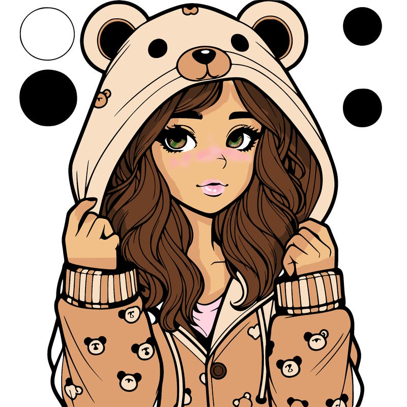 realistic girl in a animal pjs hoodie
