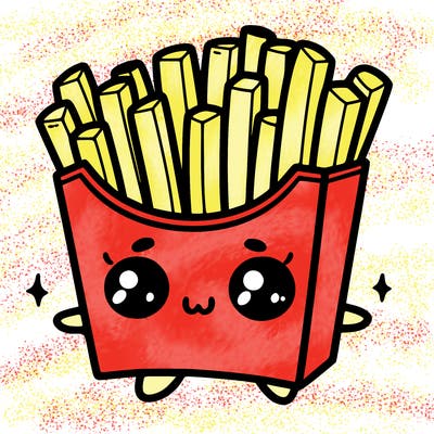 a cute. french fries