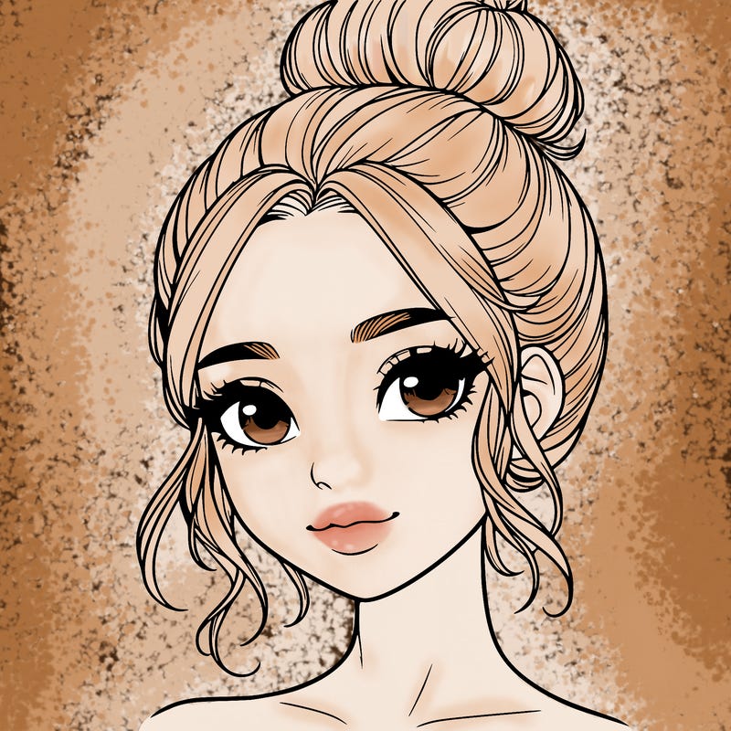 realistic pretty girl with hair in bun