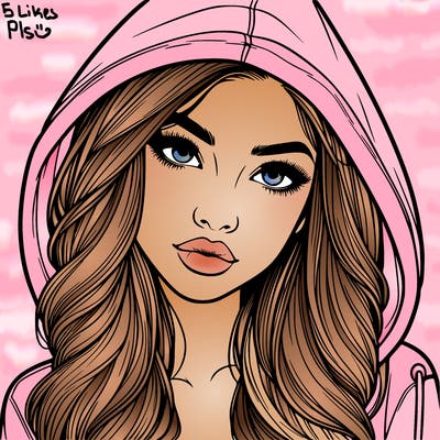 realistic beautiful girl with a hood on